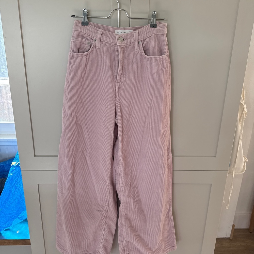 Topshop Mauve Corduroy Wide Leg Trousers